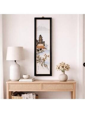 Vintage Signed Japanese Ceramic Tile Wall Art – Mount Fuji Hand Painted